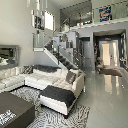 Freshly painted modern living room interior in a South Florida home